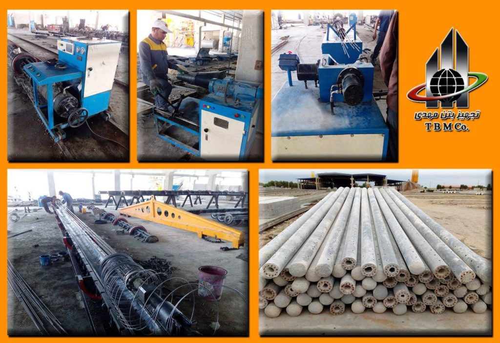 خط تولید تیر گرد بتنی پیش تنیده به روش سانتریفیوژ شرکت ستون ساز جنوب در خوزستان