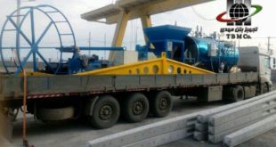 ارسال ماشین آلات و تجهیزات خط تولید پایه گرد بتنی پیش تنیده به استان هرمزگان